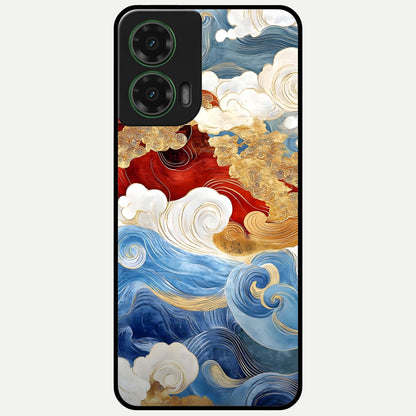  Colored Waves Glass Case For Moto G35 back cover – full design glossy printed glass finish
