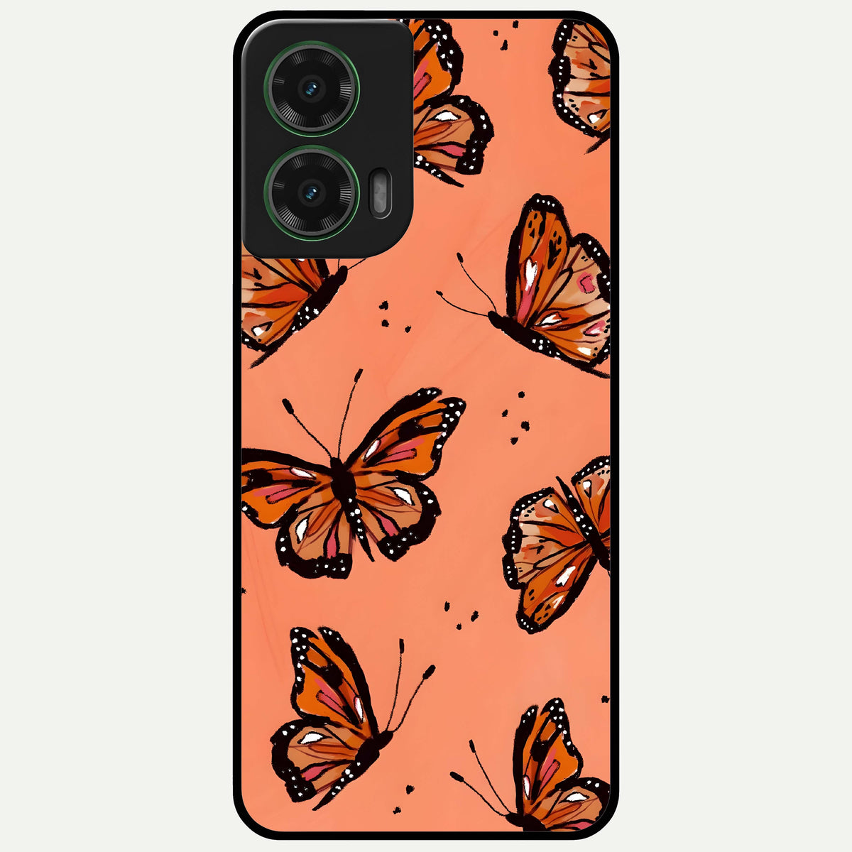 Coral Wing Butterfly Glass Case For Moto G35 back cover – full design glossy printed glass finish