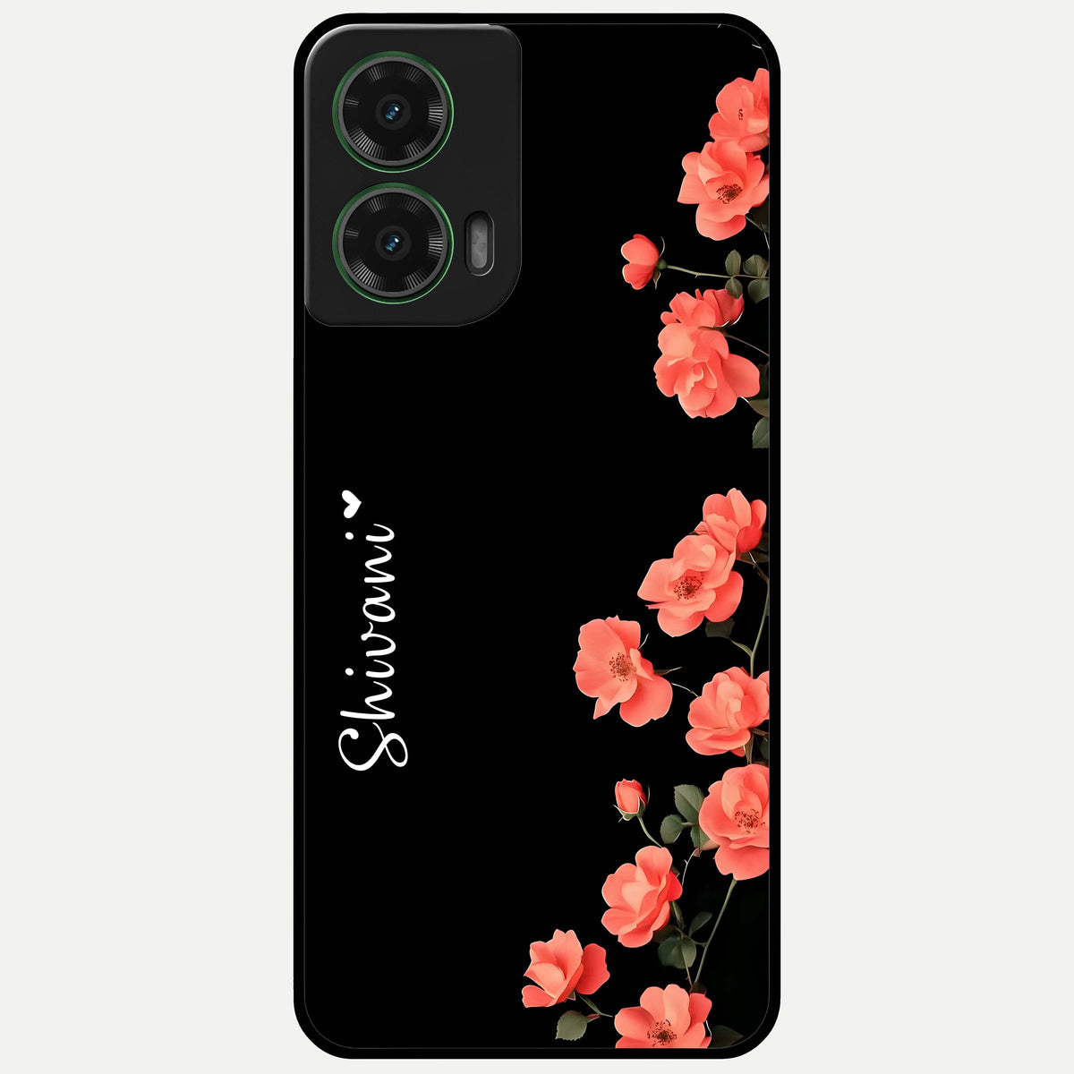  Crimson Bloom Grace Custom Name Glass Case For Moto G35 back cover – full design glossy printed glass finish
