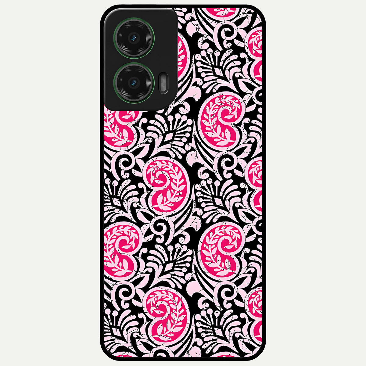  Crimson Paisley Charm Glass Case For Moto G35 back cover – full design glossy printed glass finish