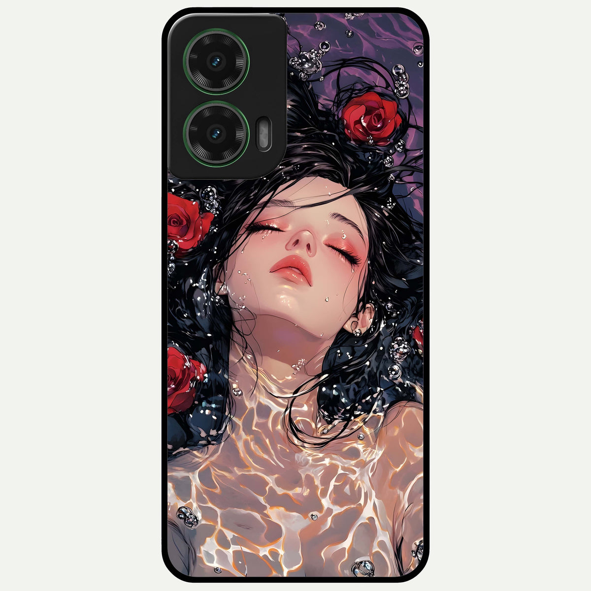  Crimson Rose Serenity Glass Case For Moto G35 back cover – full design glossy printed glass finish