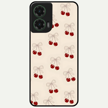  Cute Cherry Pattern Glass Case For Moto G35 back cover – full design glossy printed glass finish