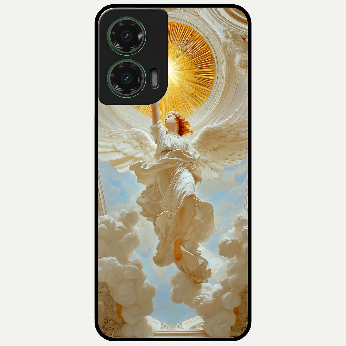  Divine Light Angel Glass Case For Moto G35 back cover – full design glossy printed glass finish