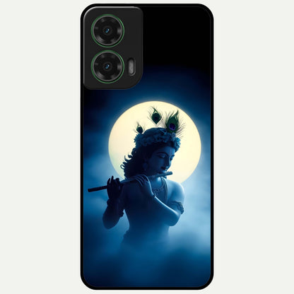  Divine Moon Flute Glass Case For Moto G35 back cover – full design glossy printed glass finish