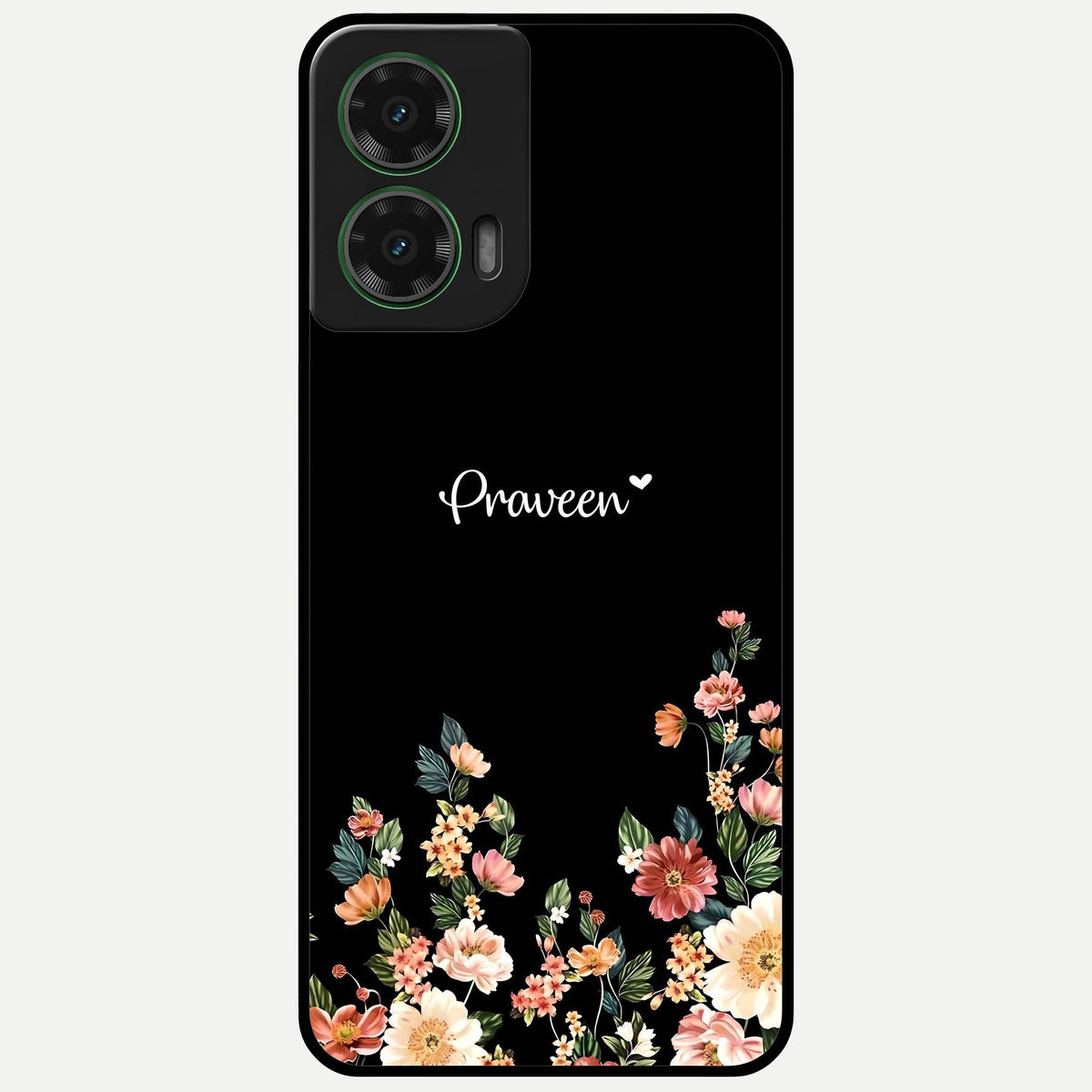  Floral Design Personalized Custom Name Glass Case For Moto G35 back cover – full design glossy printed glass finish