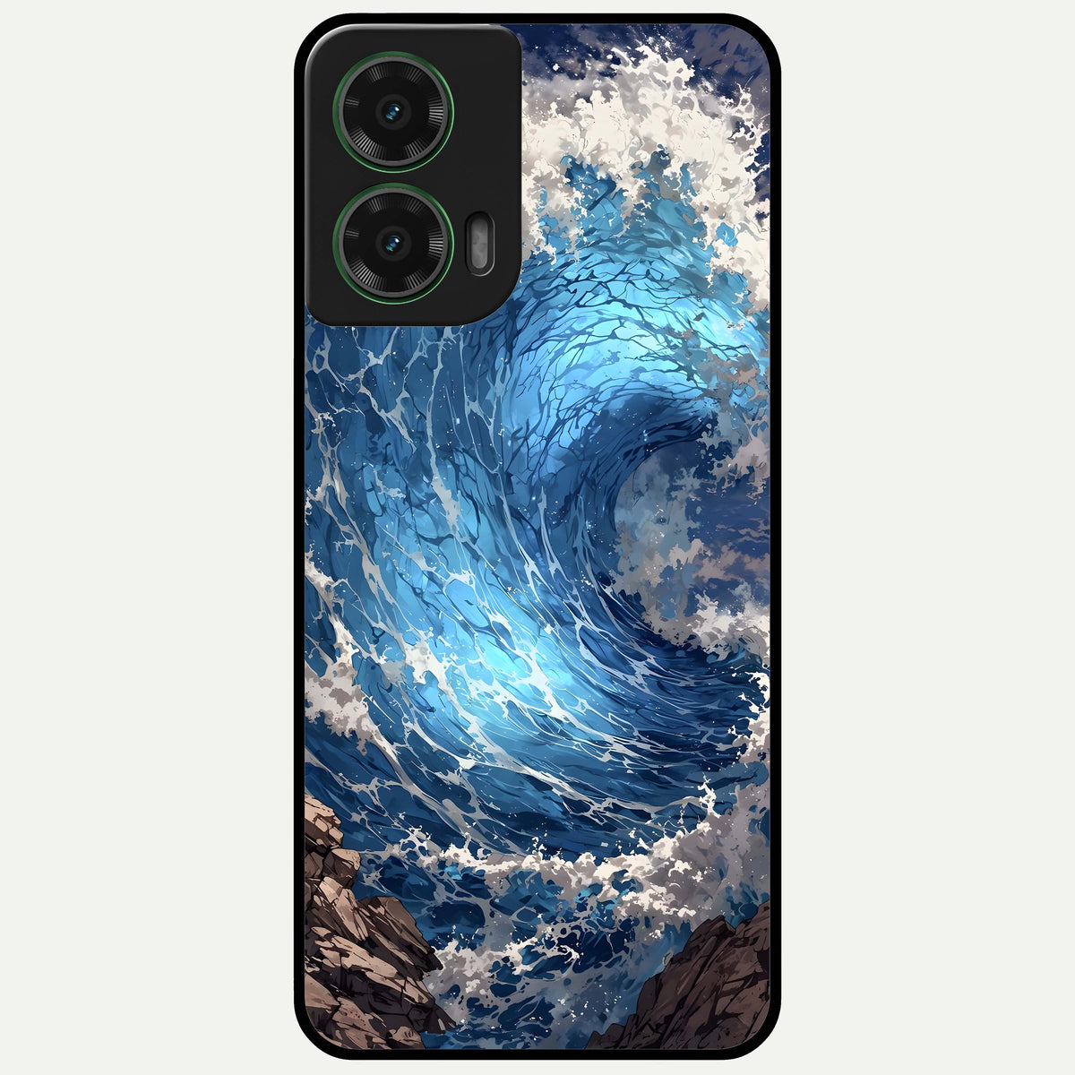  Giant Ocean Wave Glass Case For Moto G35 back cover – full design glossy printed glass finish