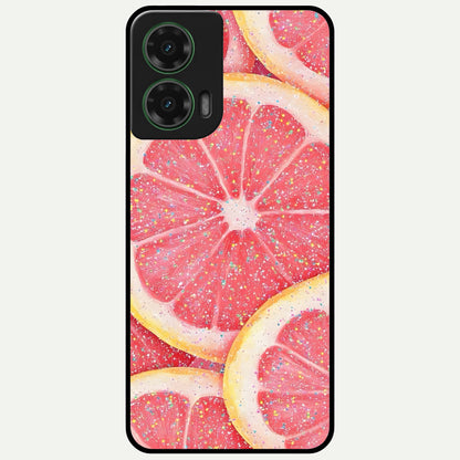  Glitter Grapefruit Glass Case For Moto G35 back cover – full design glossy printed glass finish