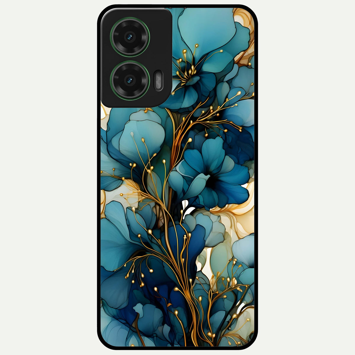  Golden Bloom Symphony Glass Case For Moto G35 back cover – full design glossy printed glass finish
