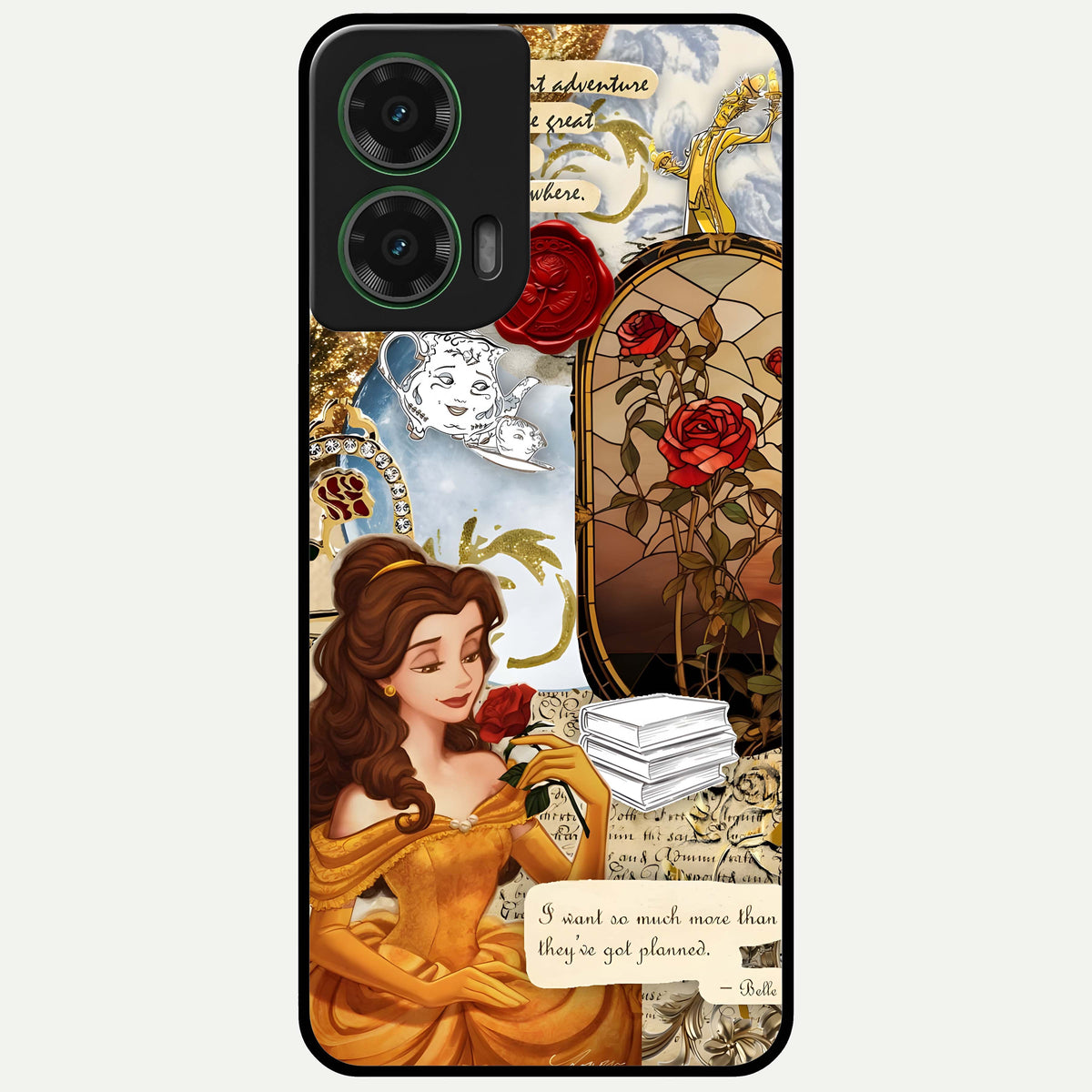  Golden Dream Belle Glass Case For Moto G35 back cover – full design glossy printed glass finish