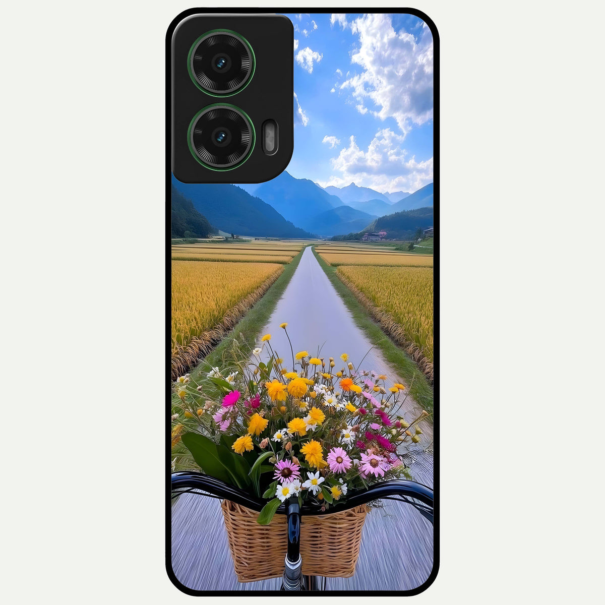  Golden Field Journey Glass Case For Moto G35 back cover – full design glossy printed glass finish