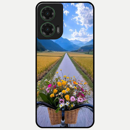  Golden Field Journey Glass Case For Moto G35 back cover – full design glossy printed glass finish