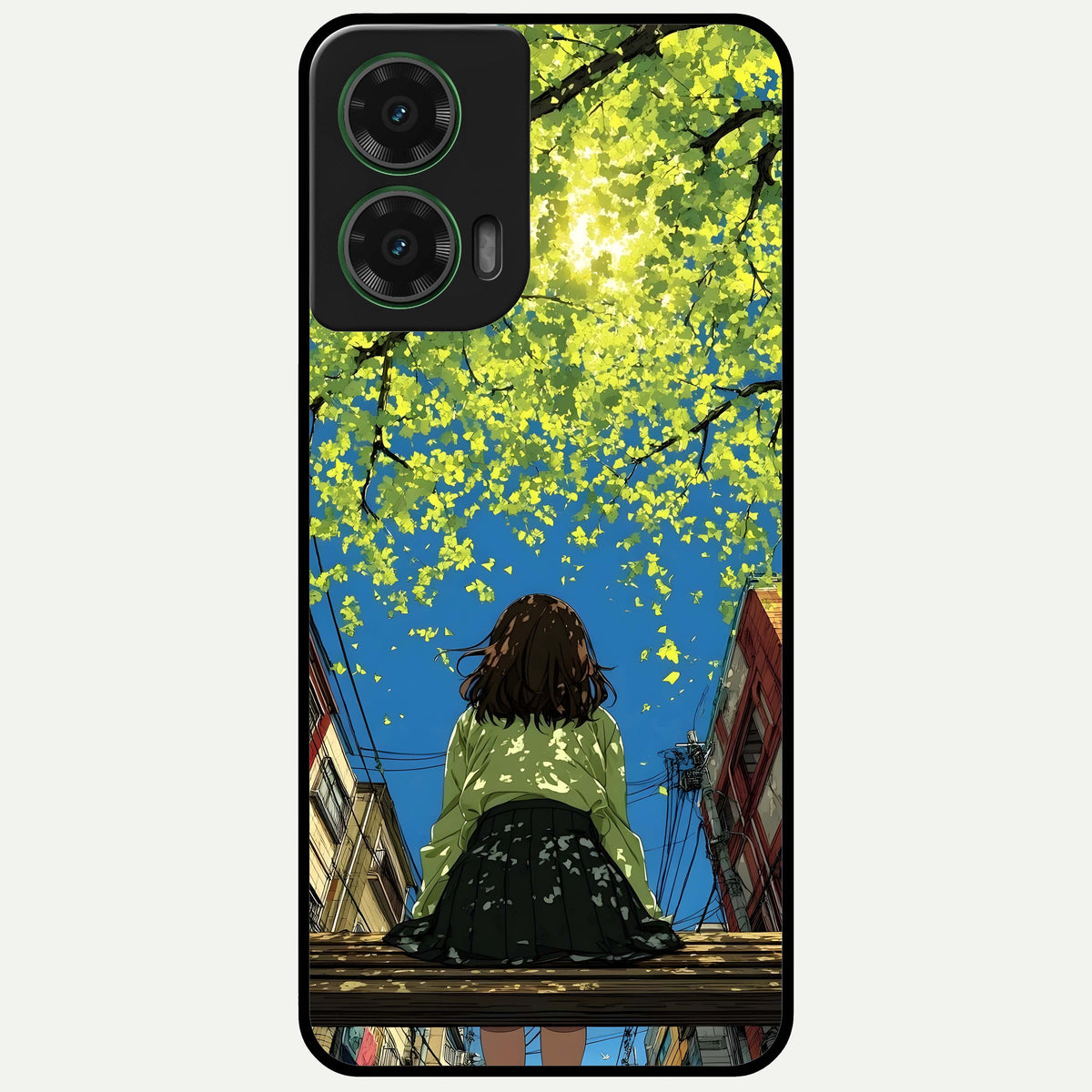  Golden Leaves Glow Glass Case For Moto G35 back cover – full design glossy printed glass finish