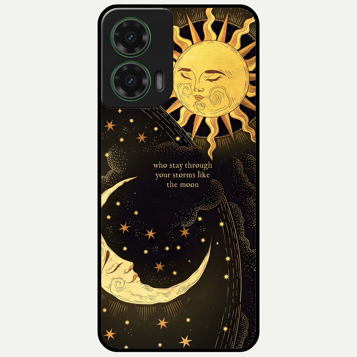  Golden Lunar Love Glass Case For Moto G35 back cover – full design glossy printed glass finish