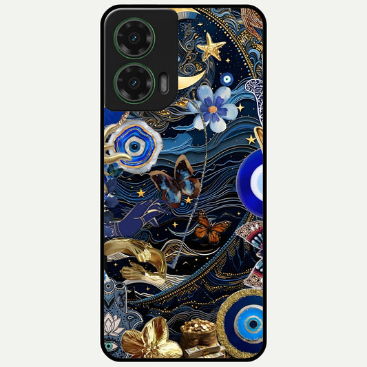  Golden Moon Magic Glass Case For Moto G35 back cover – full design glossy printed glass finish