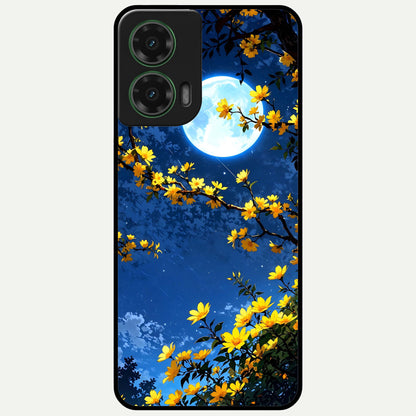  Golden Night Glow Glass Case For Moto G35 back cover – full design glossy printed glass finish