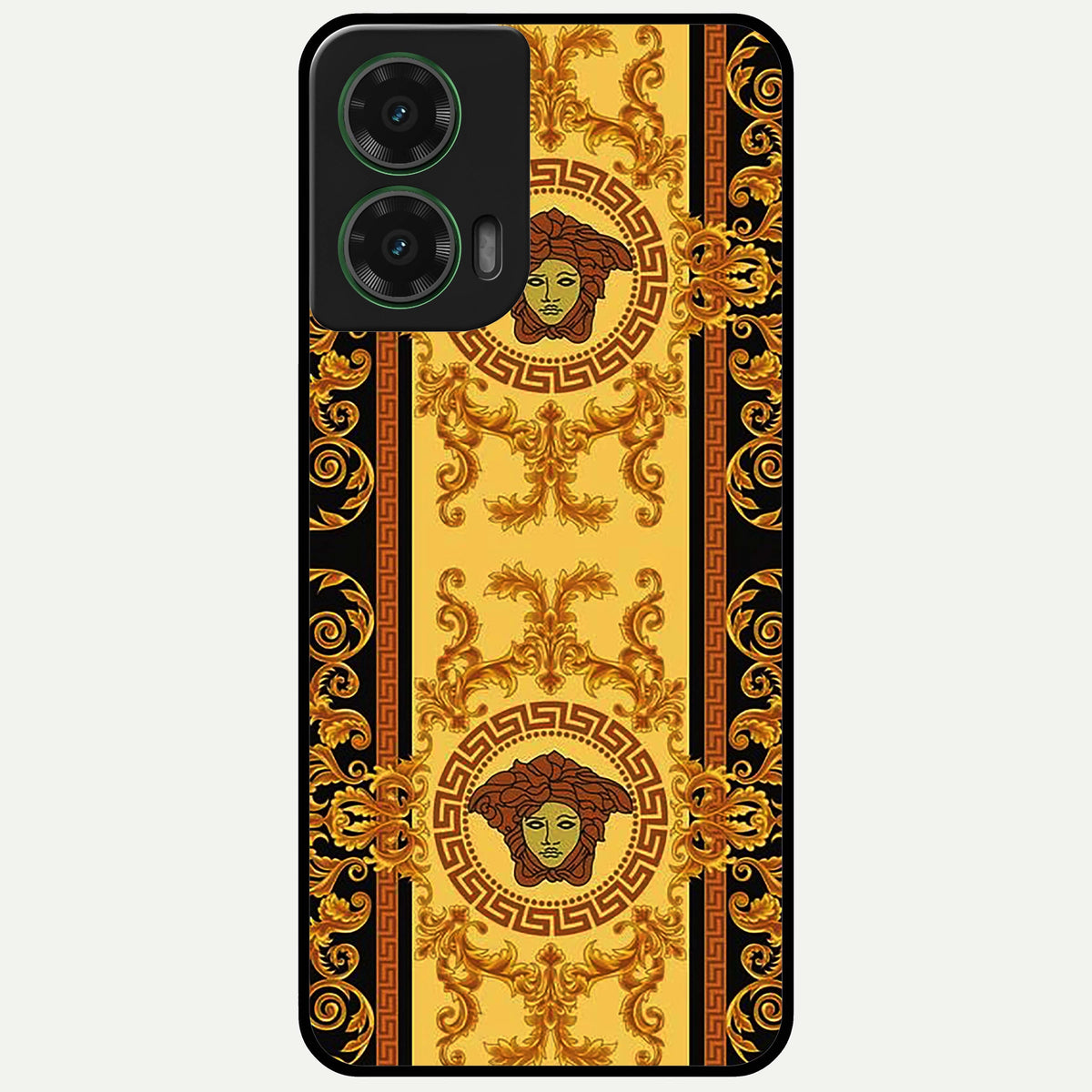  Golden Royal Heritage Glass Case For Moto G35 back cover – full design glossy printed glass finish