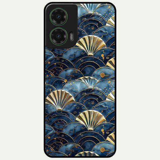  Golden Wave Luxe Glass Case For Moto G35 back cover – full design glossy printed glass finish