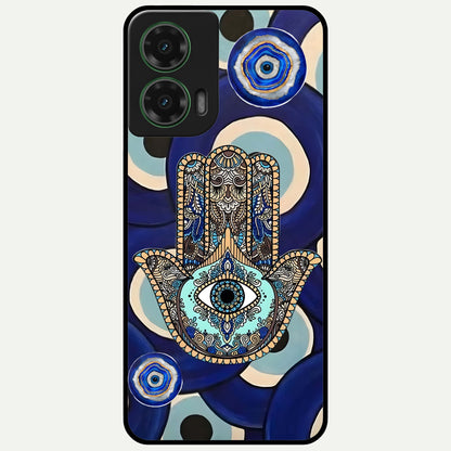  Hamsa Divine Guard Glass Case For Moto G35 back cover – full design glossy printed glass finish
