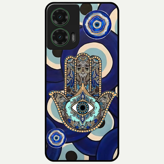  Hamsa Divine Guard Glass Case For Moto G35 back cover – full design glossy printed glass finish
