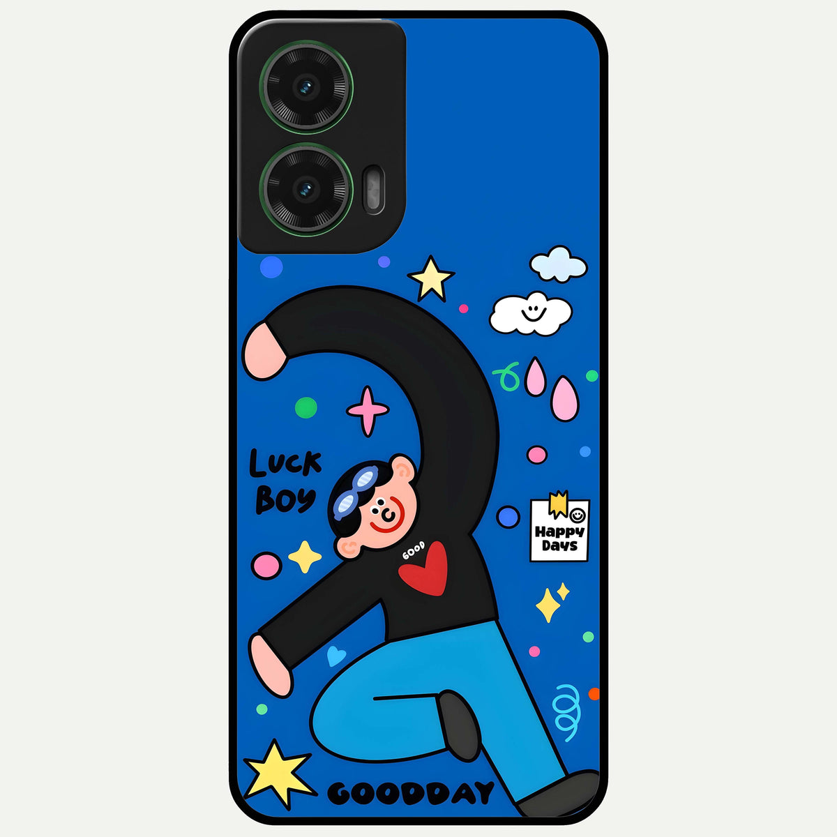  Happy Luck Vibe Glass Case For Moto G35 back cover – full design glossy printed glass finish