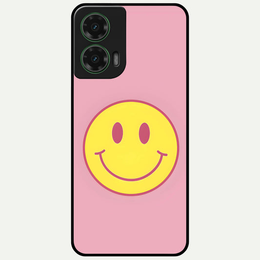  Happy Pink Mood Glass Case For Moto G35 back cover – full design glossy printed glass finish