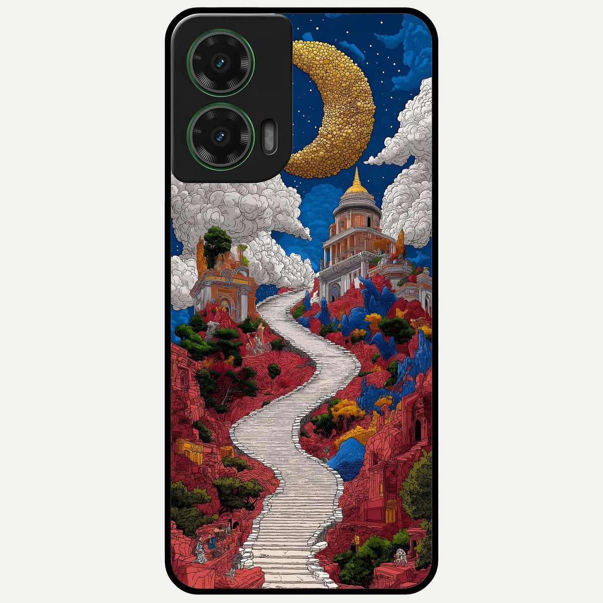  Heavenly Moon Path Glass Case For Moto G35 back cover – full design glossy printed glass finish