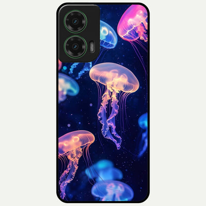  Jellyfish Pattern Glass Case For Moto G35 back cover – full design glossy printed glass finish