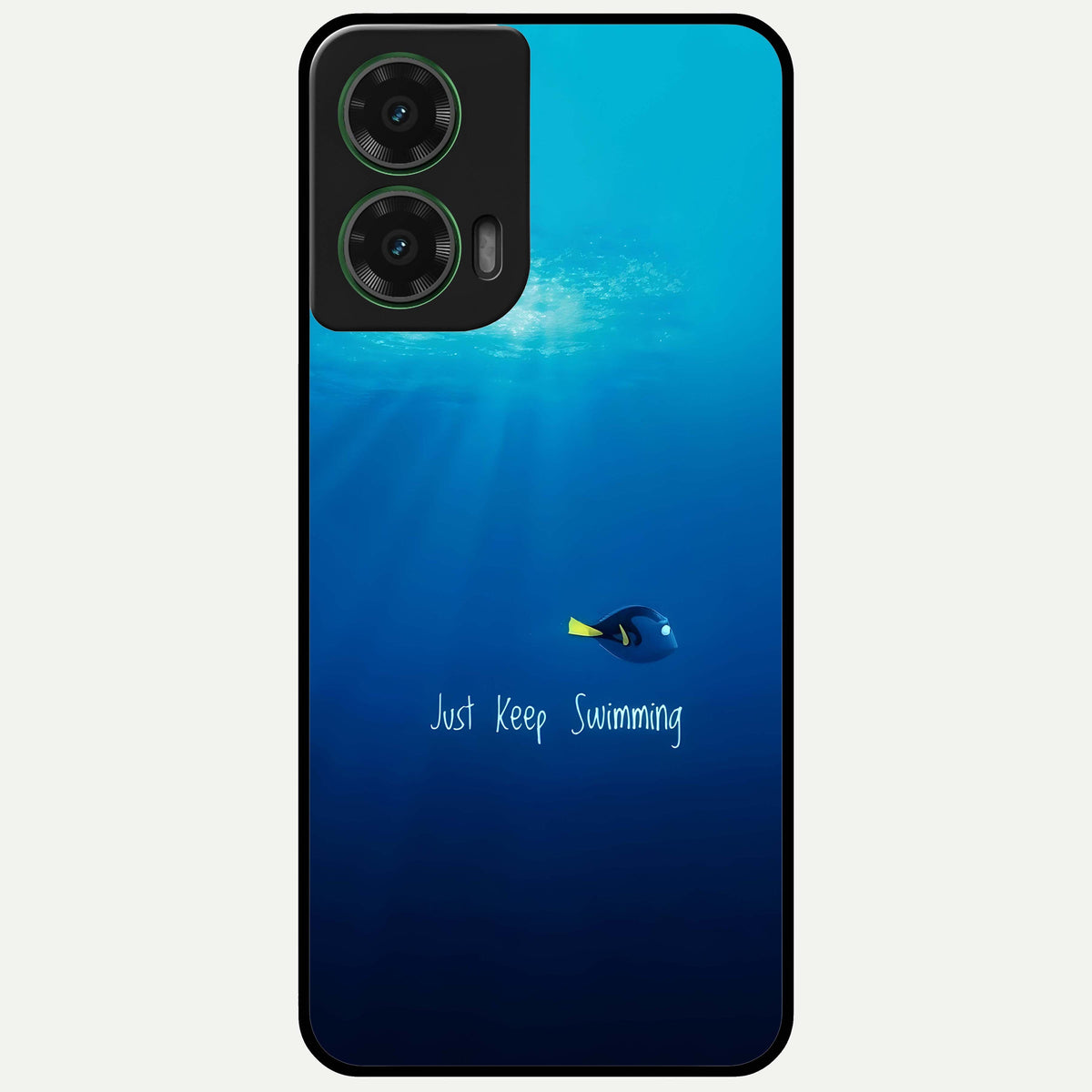  Just Keep Swimming Glass Case For Moto G35 back cover – full design glossy printed glass finish