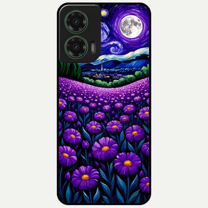  Lavender Moon Field Glass Case For Moto G35 back cover – full design glossy printed glass finish