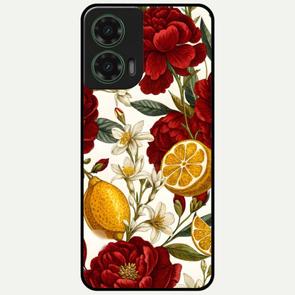  Lemon Rose Charm Glass Case For Moto G35 back cover – full design glossy printed glass finish