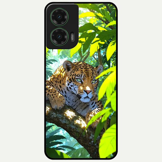 Leopard in Jungle Glass Case For Moto G35 back cover – full design glossy printed glass finish