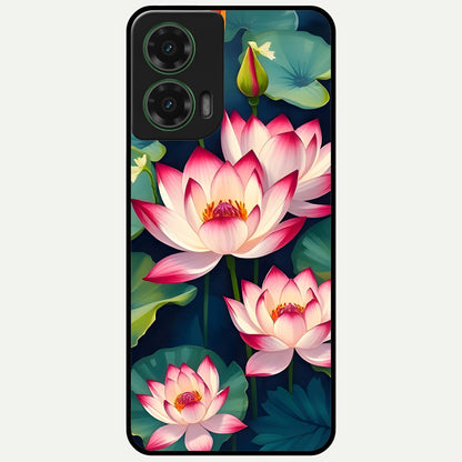  Lotus Dream Serenity Glass Case For Moto G35 back cover – full design glossy printed glass finish
