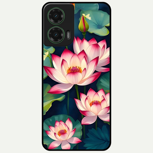  Lotus Dream Serenity Glass Case For Moto G35 back cover – full design glossy printed glass finish
