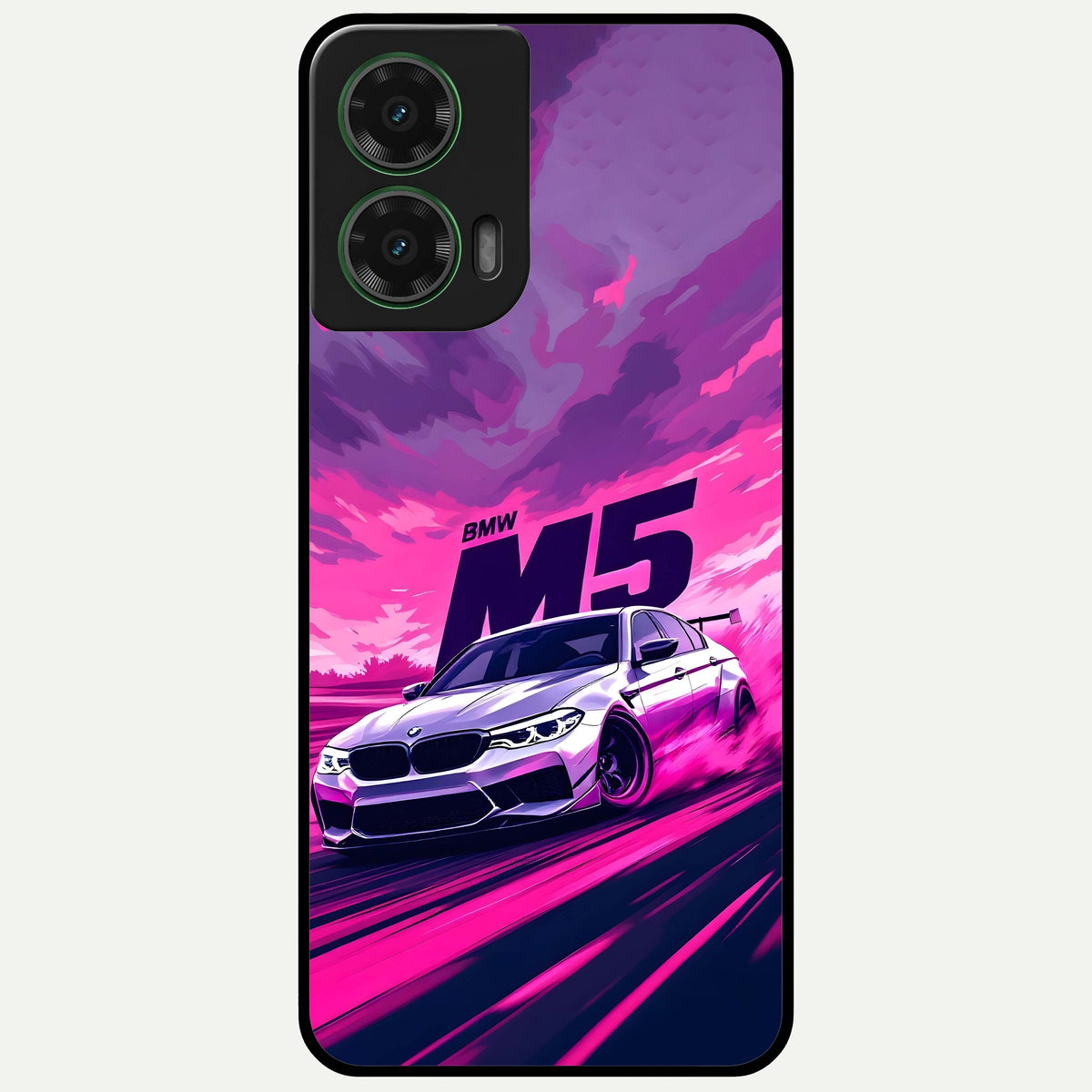  MS Neon Car Glass Case For Moto G35 back cover – full design glossy printed glass finish