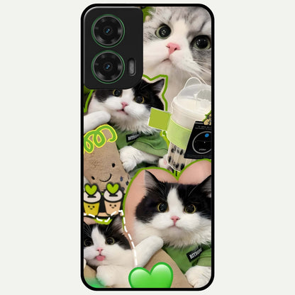 Matcha Cats Mood Glass Case For Moto G35 back cover – full design glossy printed glass finish