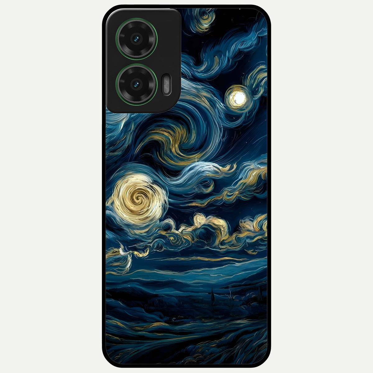  Midnight Sky Whirl Glass Case For Moto G35 back cover – full design glossy printed glass finish