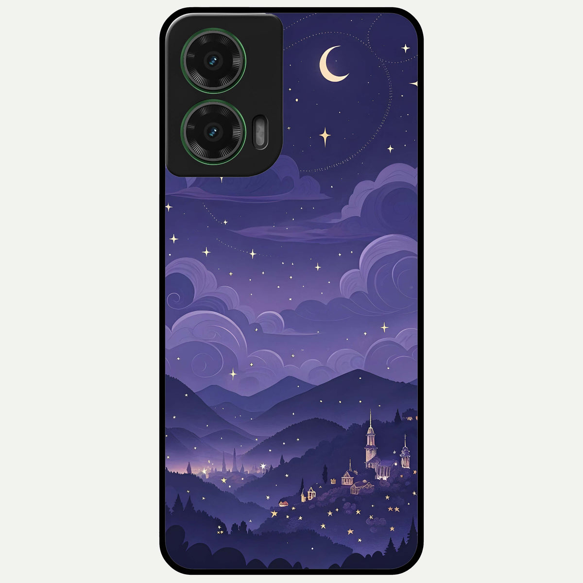  Minimal Night View Glass Case For Moto G35 back cover – full design glossy printed glass finish