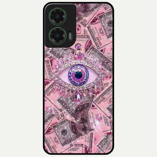  Money Eye Luxe Glass Case For Moto G35 back cover – full design glossy printed glass finish