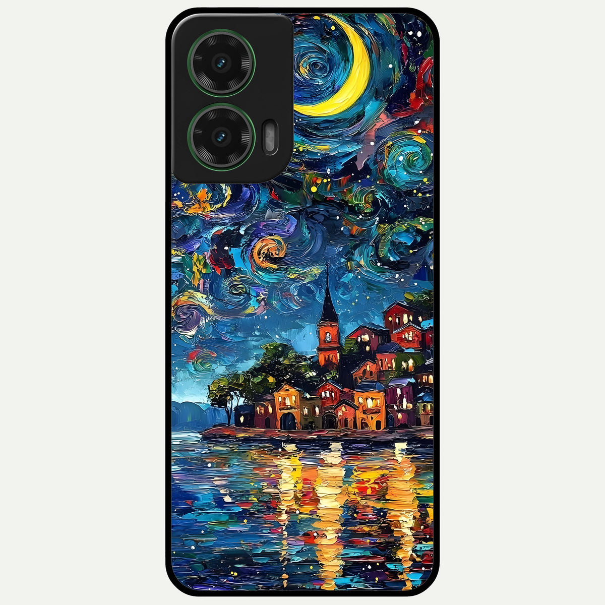  Moonlight Harbor Glow Glass Case For Moto G35 back cover – full design glossy printed glass finish