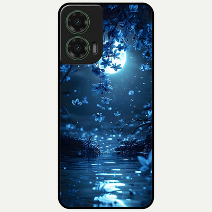  Moonlight Petal Dream Glass Case For Moto G35 back cover – full design glossy printed glass finish