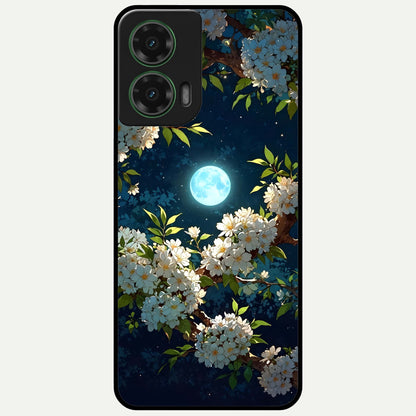  Moonlit Blossom Dream Glass Case For Moto G35 back cover – full design glossy printed glass finish