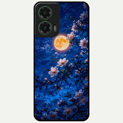  Moonlit Blossoms Night Glass Case For Moto G35 back cover – full design glossy printed glass finish