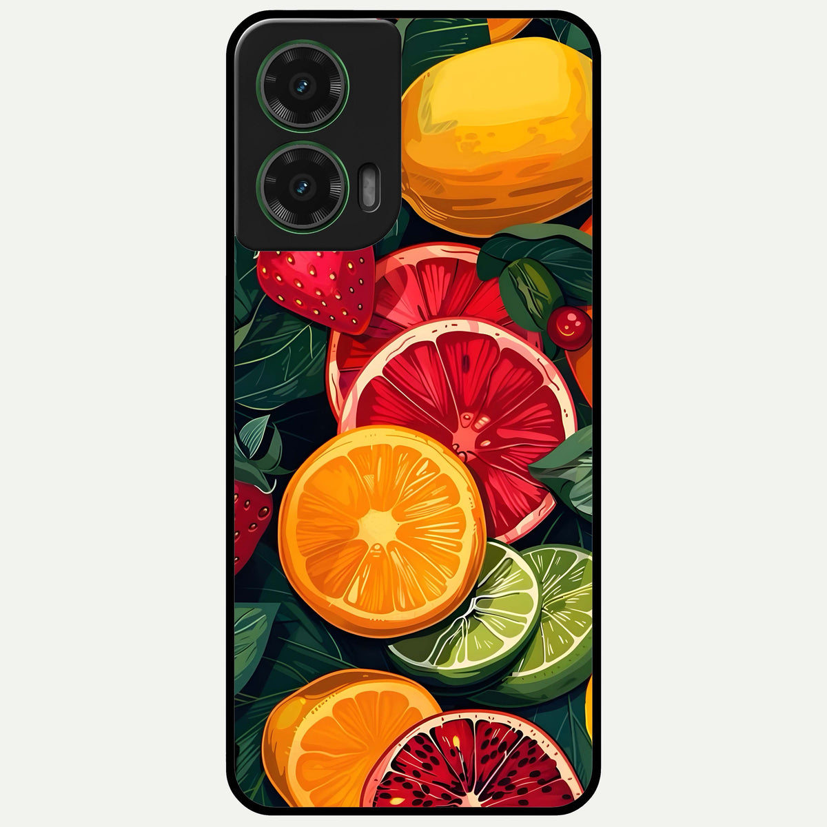  Multiple Fruits Glass Case For Moto G35 back cover – full design glossy printed glass finish