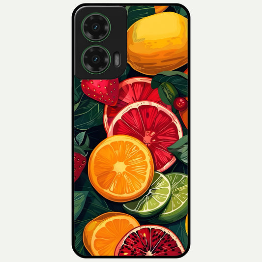 Multiple Fruits Glass Case For Moto G35 back cover – full design glossy printed glass finish