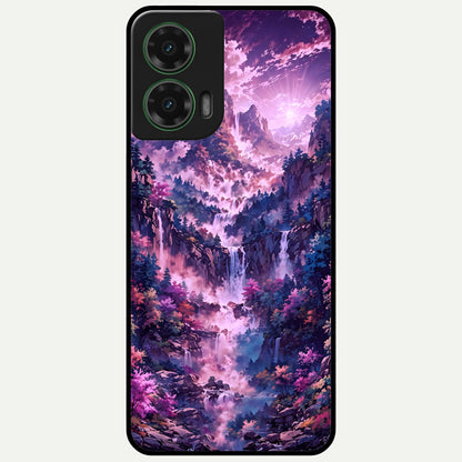 Mystic Cascade Peaks Glass Case For Moto G35 back cover – full design glossy printed glass finish