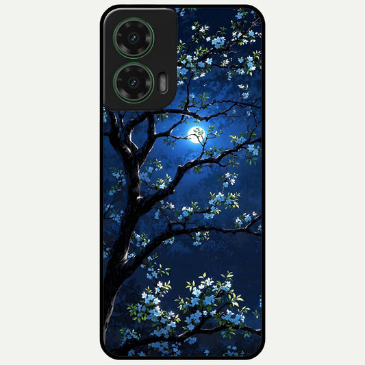  Mystic Floral Night Glass Case For Moto G35 back cover – full design glossy printed glass finish