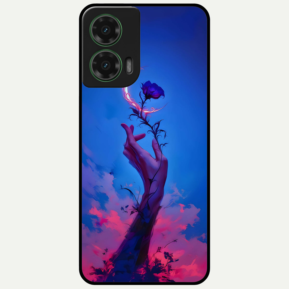  Mystic Hand Glass Case For Moto G35 back cover – full design glossy printed glass finish