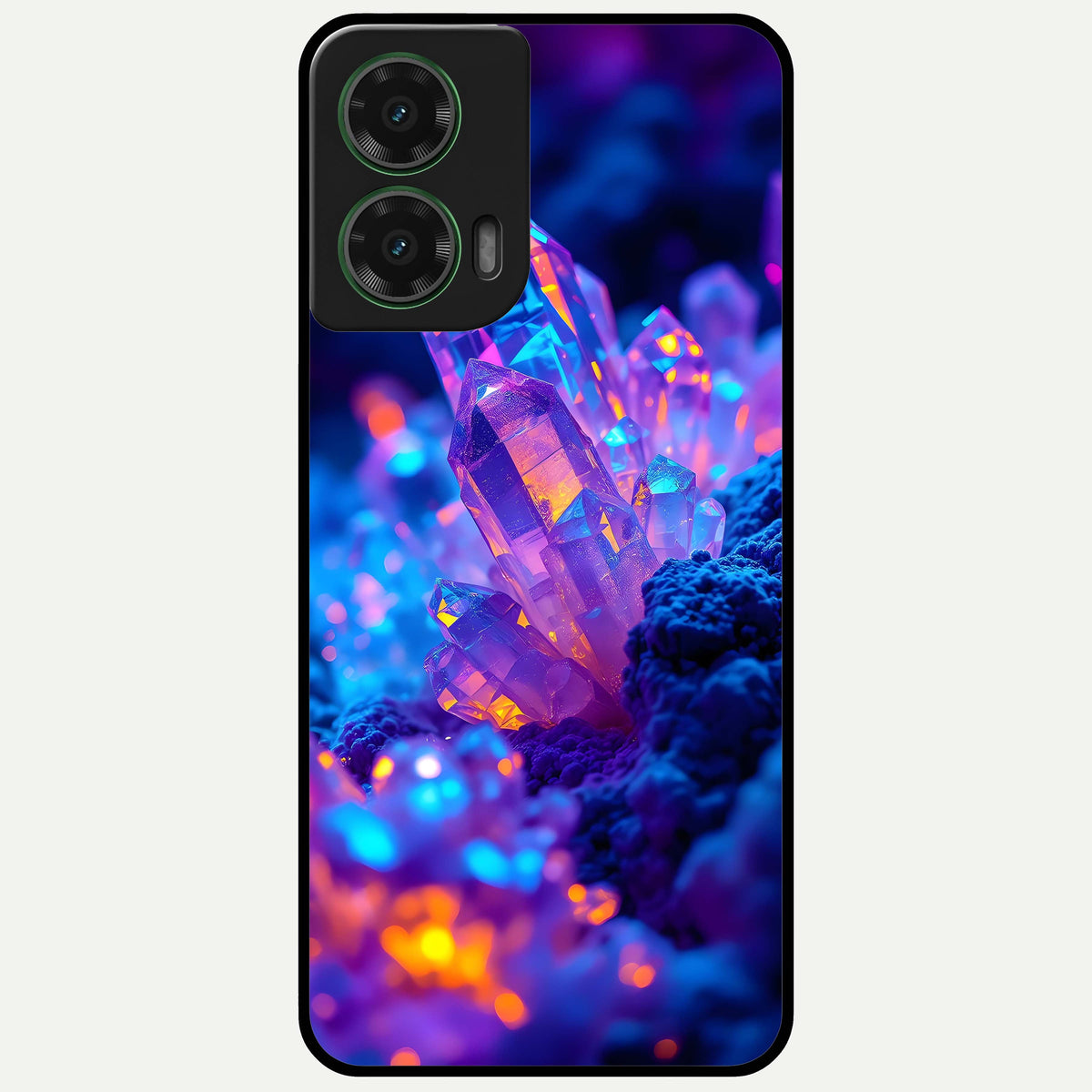  Neon Aura Shards Glass Case For Moto G35 back cover – full design glossy printed glass finish