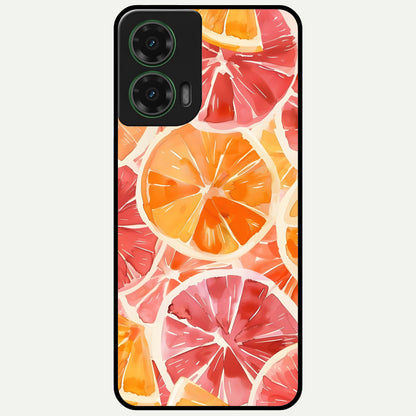  Orange Fruits Pattern Glass Case For Moto G35 back cover – full design glossy printed glass finish