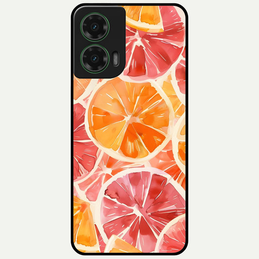  Orange Fruits Pattern Glass Case For Moto G35 back cover – full design glossy printed glass finish